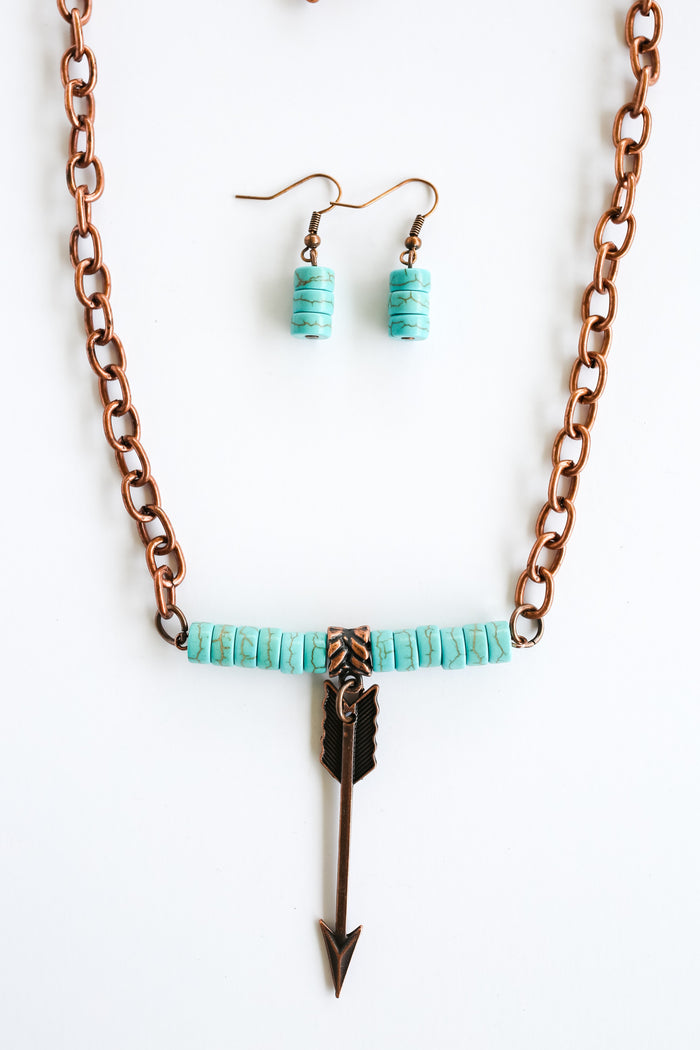 Copper Chain & Turquoise Necklace