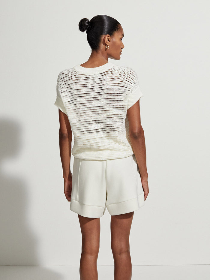 Egret|Front view of the Corvallis Var00991 in Egret, a light neutral color garment.