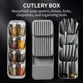Kitchen cutlery and utensil drawer organizer tray