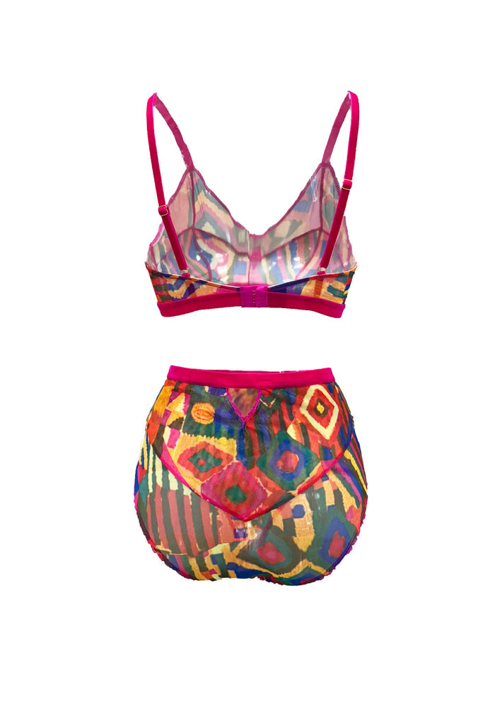 Cuzco Print Mesh and Satin Bralette