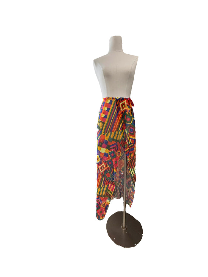 Cuzco Printed Wrap Skirt Cover Up