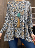 Dark Gray Leopard Blouse