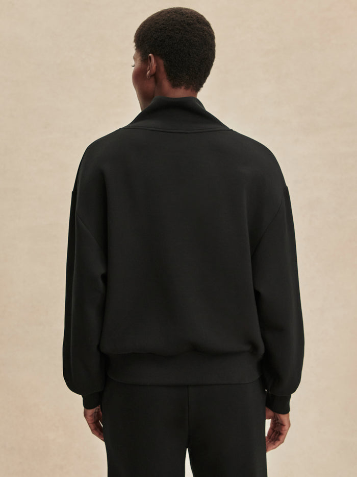 Black|Front-facing Davidson Sweat in Black by Varley, a classic pullover sweatshirt.