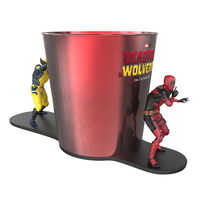 Top-down perspective of the popcorn bucket opening and container layout