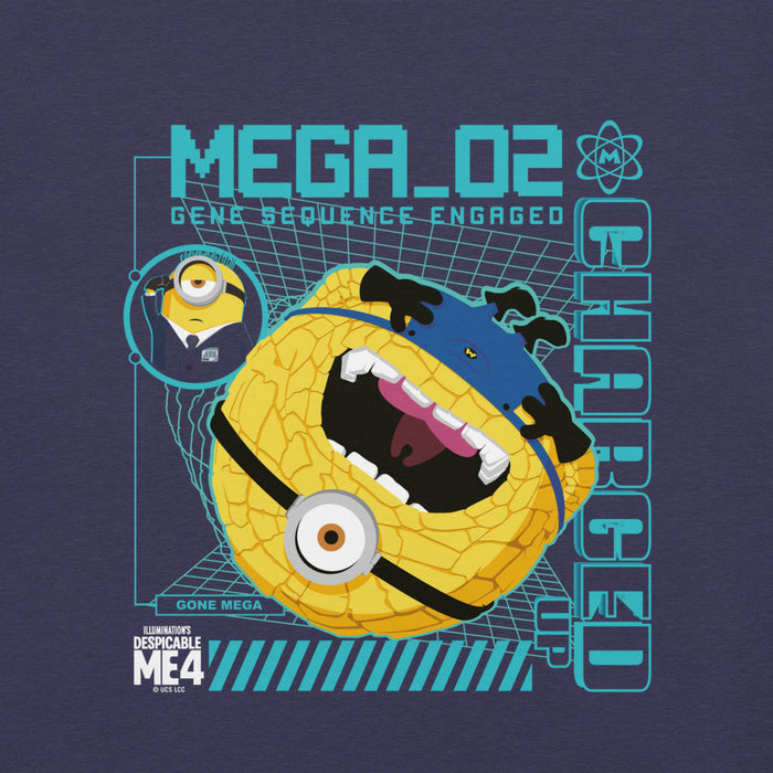 Close-up view of the electrifying Minions graphic print on the front of the t-shirt