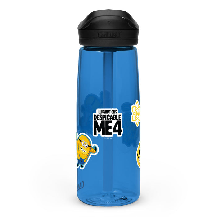 Close-up view of the spill-proof screw-on lid and built-in bite valve on the Despicable Me 4 water bottle