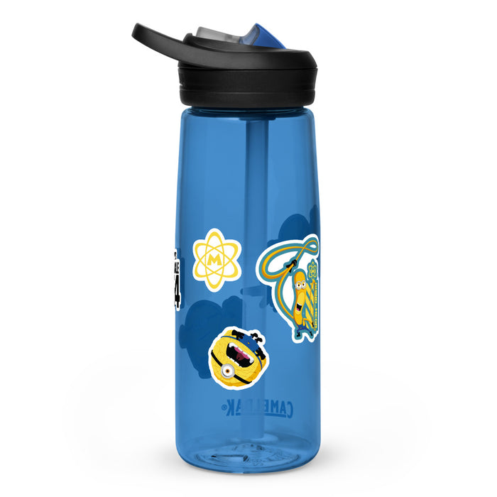 Side profile of the 25 oz Despicable Me 4 water bottle highlighting the single-finger carry handle