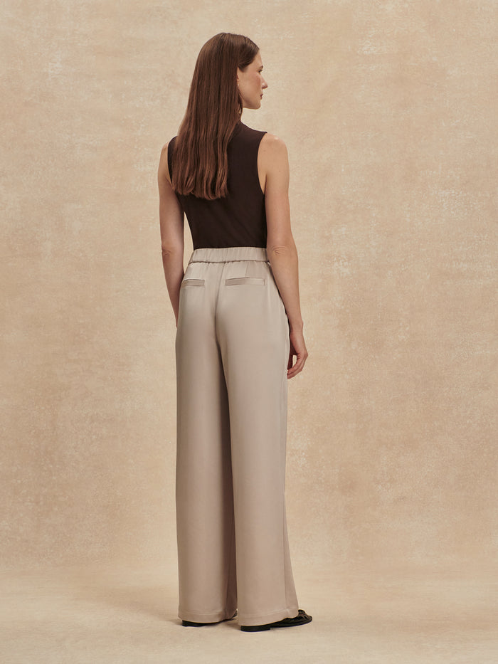 Silver Cloud|Bryden Wide Leg Pant in Silver Cloud, size 29.5, full-length front view showcasing a relaxed wide-leg silhouette.