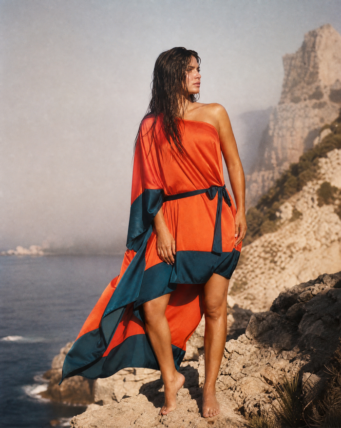 Edge Satin Hi-Low Caftan