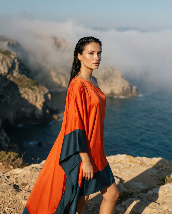 Edge Satin Hi-Low Caftan