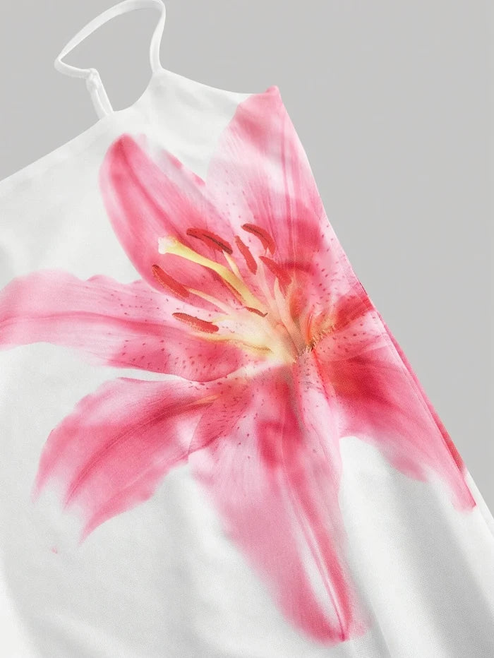 Elegant floral print sundress, resort-style dress