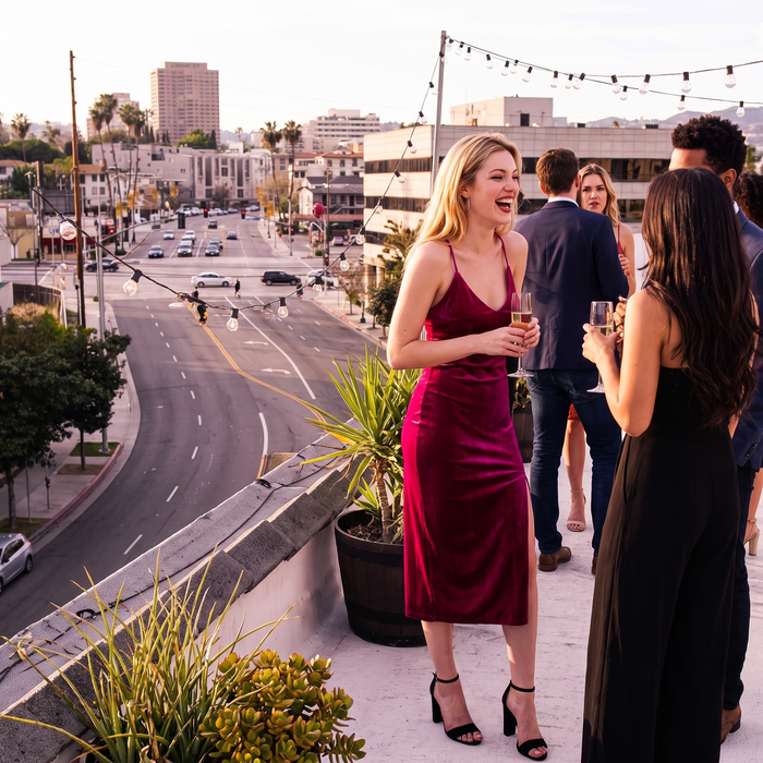 Elle Magenta Velvet Long Slip Dress