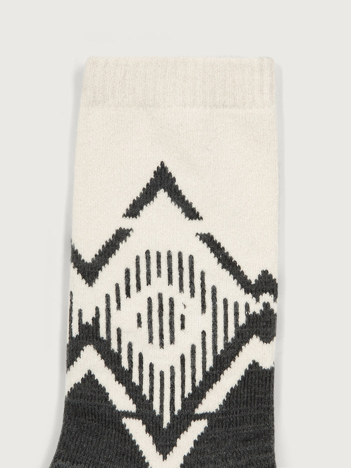 Charcoal Marl|Erica Jacquard Knit Sock Charcoal Marl, close-up of the textured jacquard knit.