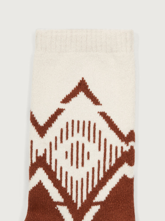 Roasted Pecan|Erica Jacquard Knit Sock in Roasted Pecan, close-up of textured knit and ribbed cuff.