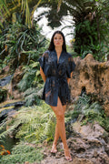 Exquisite Satin and Iridescent Lace Short Kimono