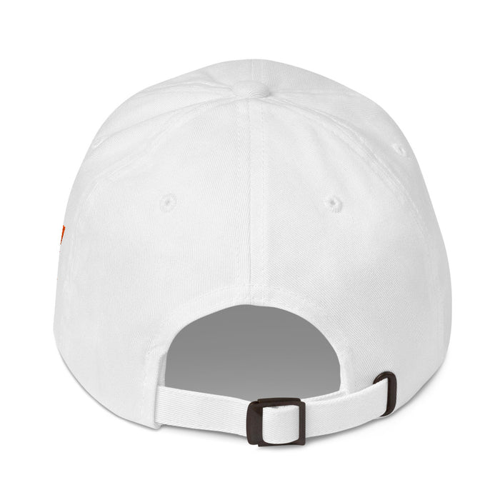 White Fandango Cinefreak dad hat back view showing the adjustable strap closure