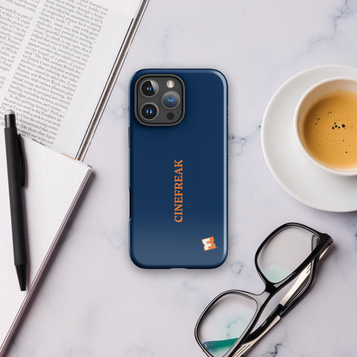 Angle view of the Fandango Cinefreak iPhone case displaying precise camera and port cutouts
