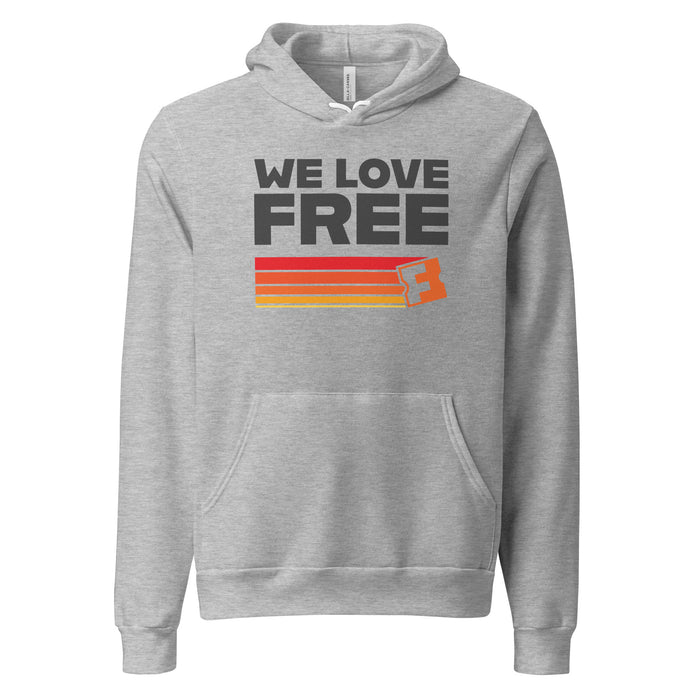 Fandango Retro We Love Free Hoodie front view