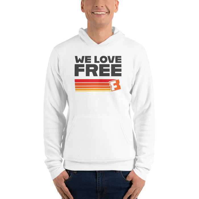 Fandango Retro We Love Free Hoodie lifestyle shot