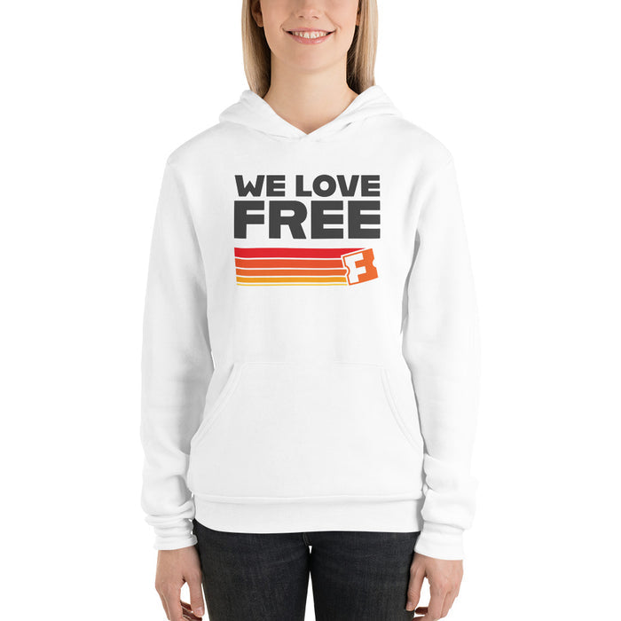 Fandango Retro We Love Free Hoodie folded