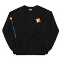Black crew-neck sweatshirt featuring the white Fandango movie ticket logo centered on the front chest