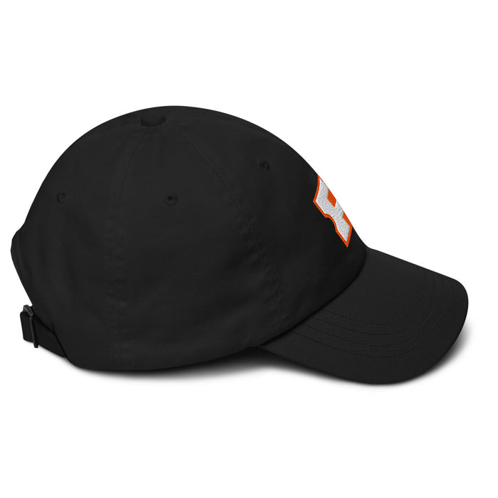 Detailed view of the clean embroidery stitching on the Fandango logo