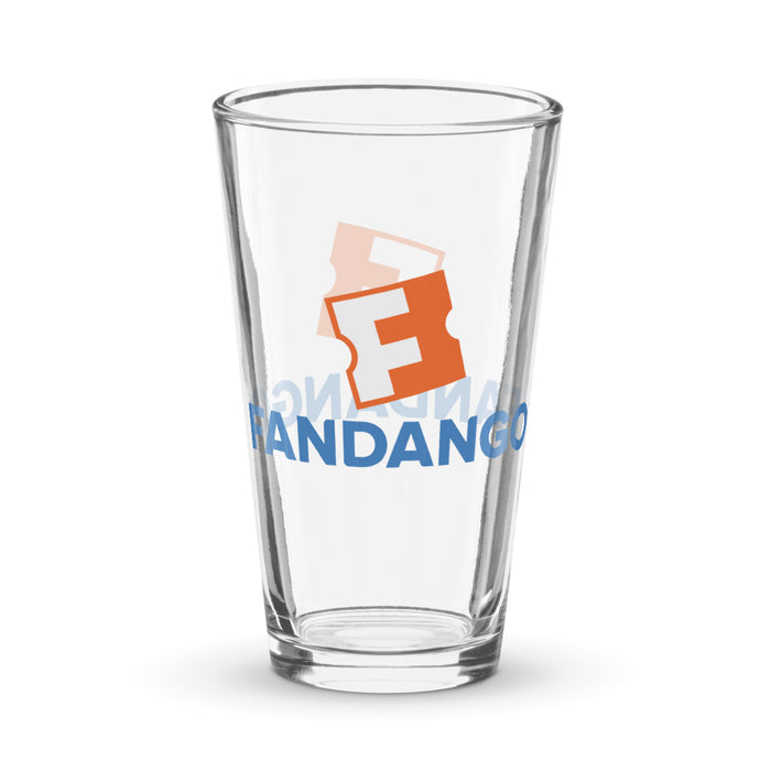 Clear 16 oz glass pint featuring the bold Fandango logo centered on the front