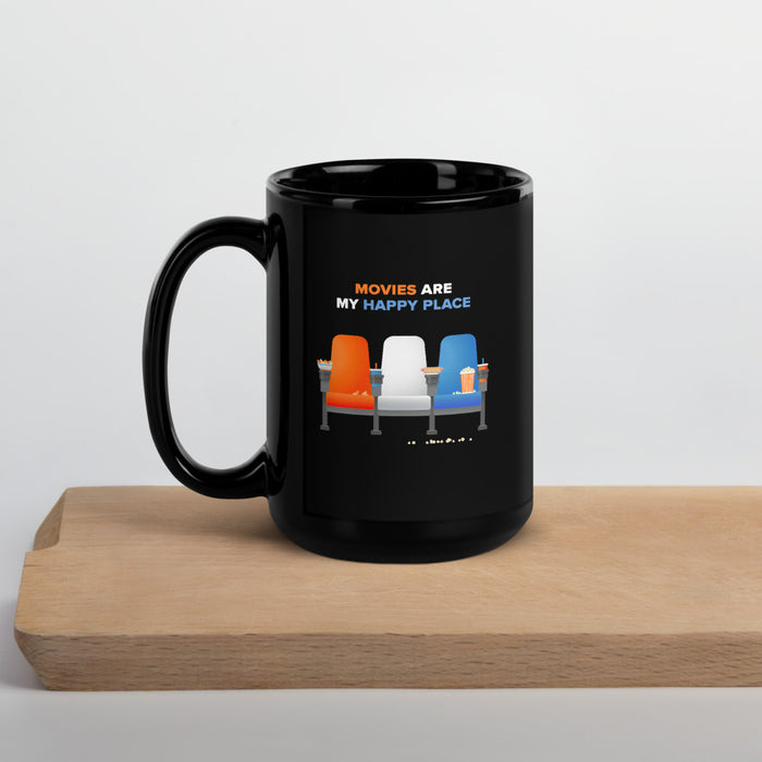 Overhead view of the black coffee mug highlighting the smooth rim and interior