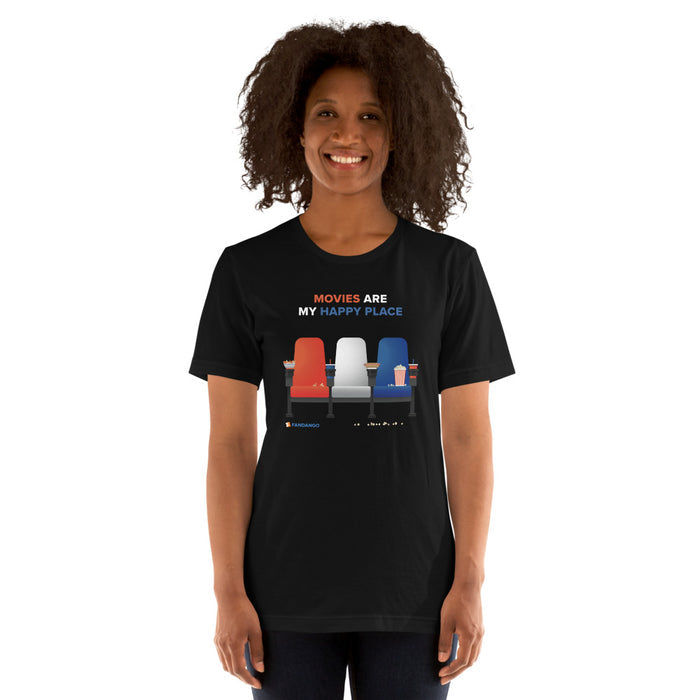 Folded view of the black Fandango t-shirt showcasing the soft cotton material
