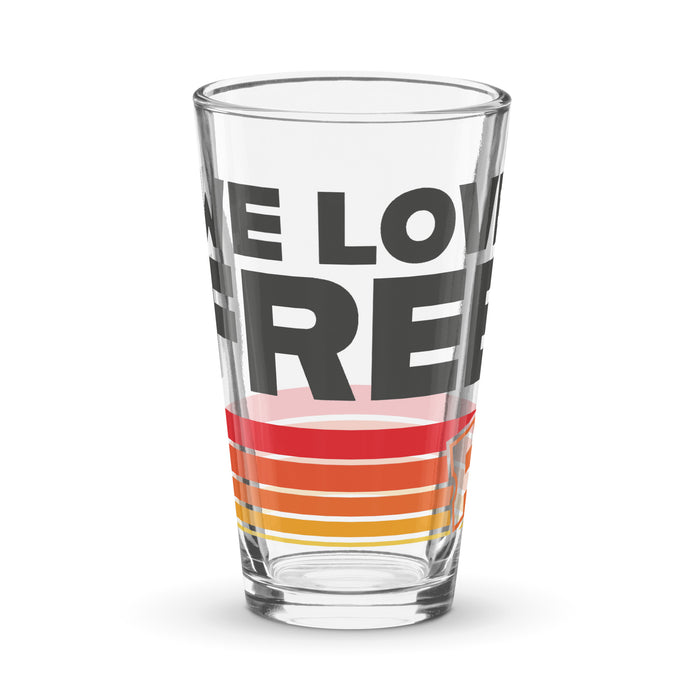 Fandango Retro We Love Free Pint Glass showing front design