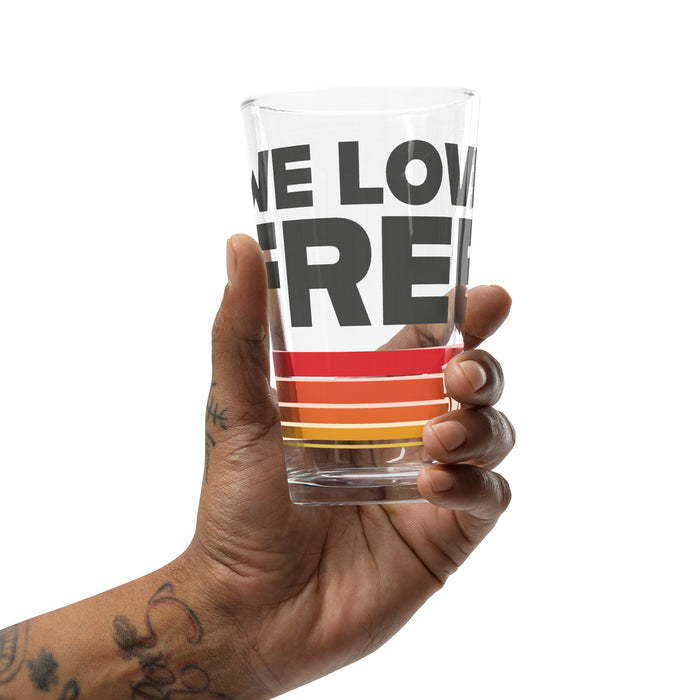 Fandango Retro We Love Free Pint Glass side view
