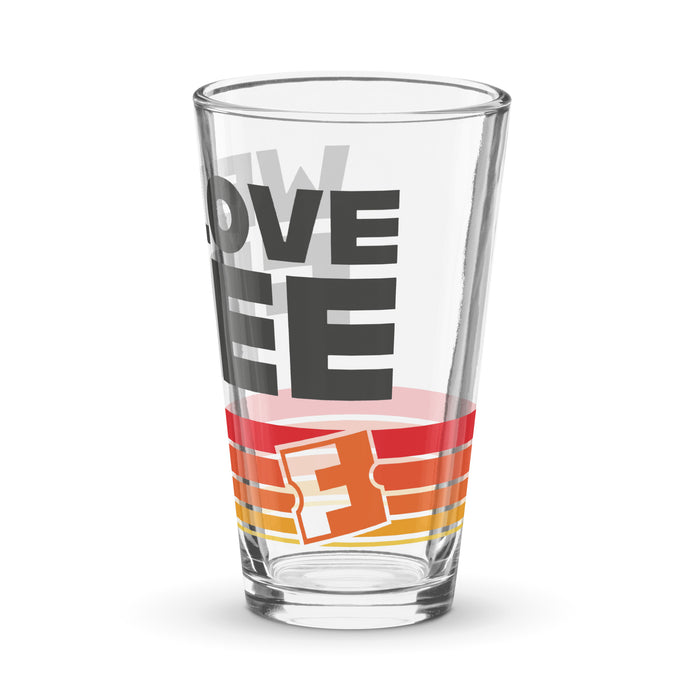 Fandango Retro We Love Free Pint Glass product packaging