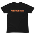 Fandango Simple We Love Free Unisex T-Shirt front view in black