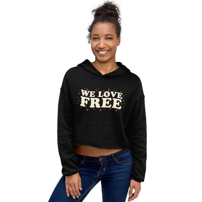 Fandango Women's Crop Hoodie Whimsical We Love Free lifestyle view