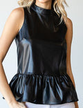 Faux Leather Black Halter Top