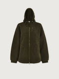 Racing Olive|Front view of FEY RELAXED FLEECE RACING OLIVE, a relaxed-fit fleece top in olive with soft, plush fabric.