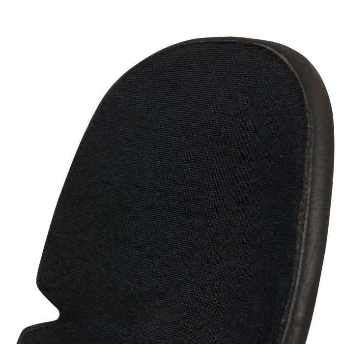 Black pad with a textured fabric surface, a rounded top, and a smooth, raised border.