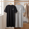 Women Summer Short Sleeve T-shirt Dress Loose Mid Length Over Knee Dress