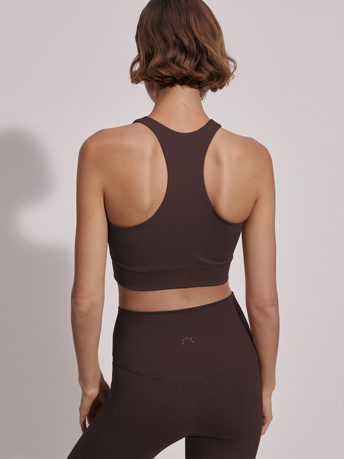 Coffee Bean|FREESOFT BEA BRA in Coffee Bean color, front view of a soft fabric bra.