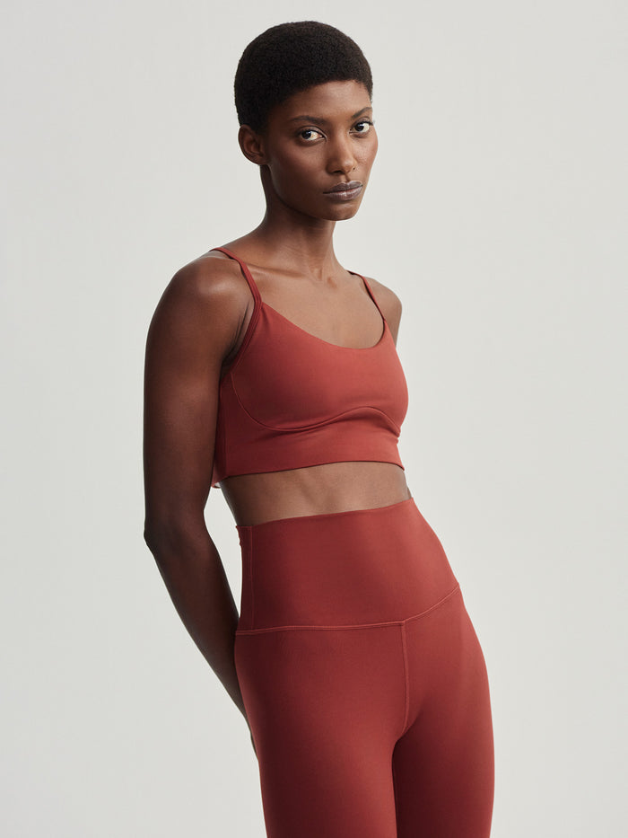 Russett Brown|Front view of the Freesoft Emmie Bralette in Russett Brown, soft-cup wireless bralette with adjustable straps.
