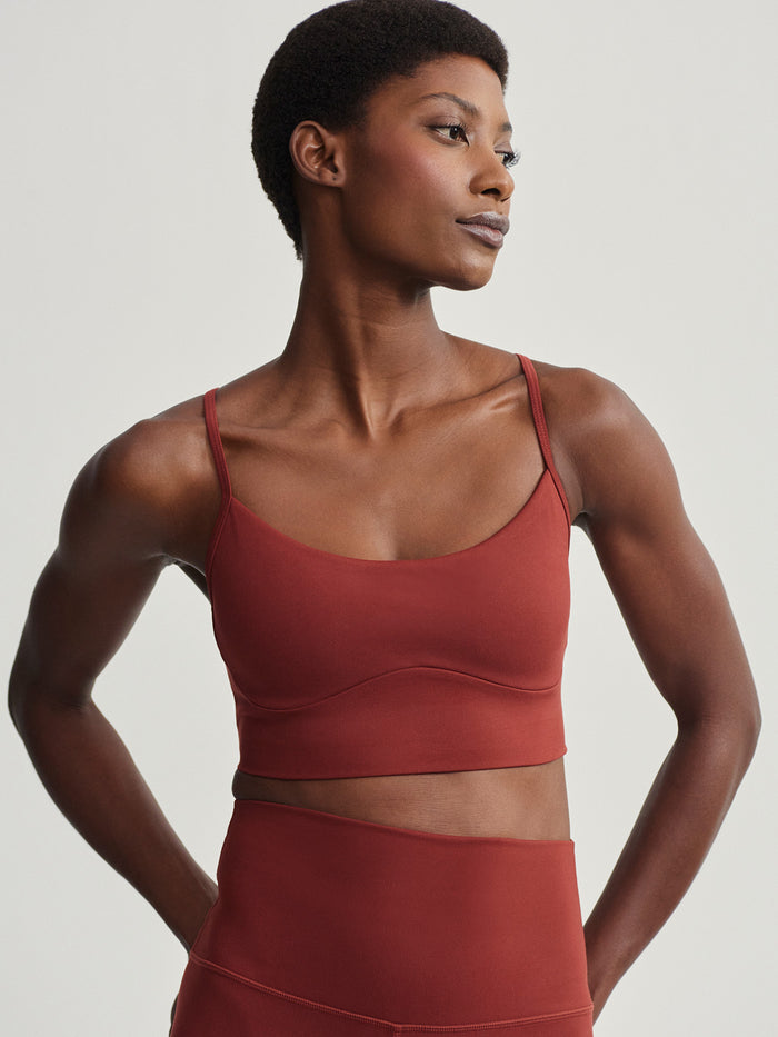 Russett Brown|Front view of the FREESOFT EMMIE BRALETTE in Russett Brown, a soft Freesoft fabric bralette with light, seamless design and adjustable straps.