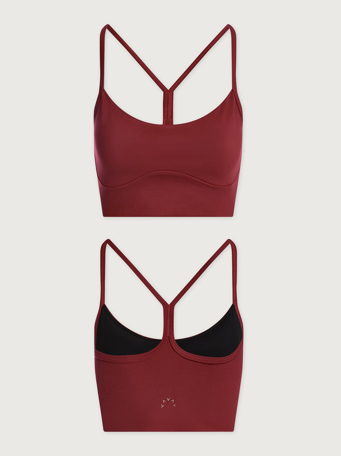 |Front view of Freesoft Emmie Bralette in Russett Brown, showcasing a soft fabric bralette with adjustable straps.