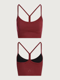 |Front view of Freesoft Emmie Bralette in Russett Brown, showcasing a soft fabric bralette with adjustable straps.