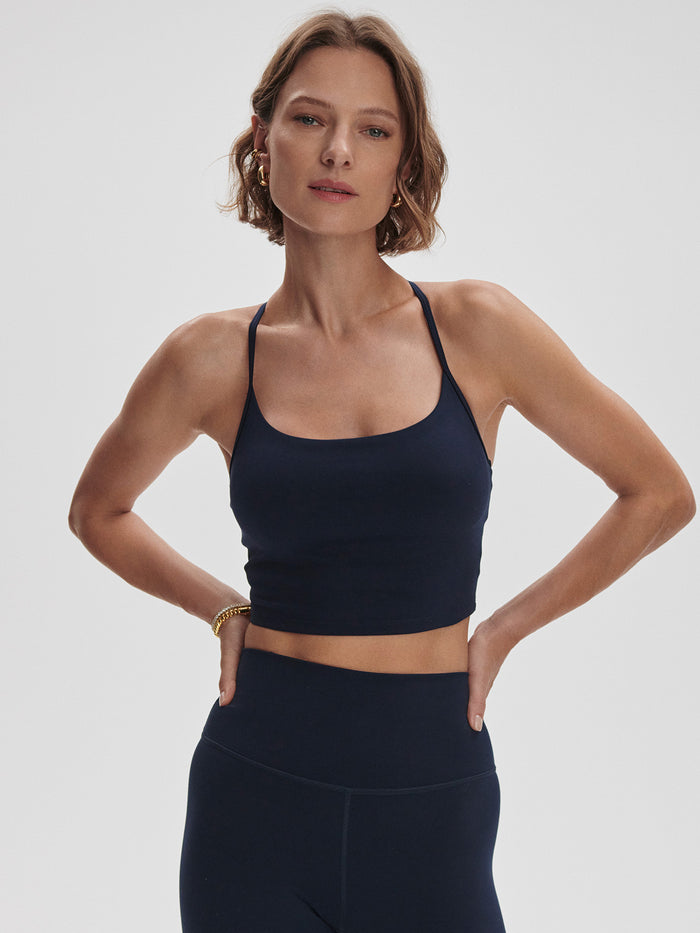 Sky Captain|FREESOFT Harley Bralette Sky Captain blue, front view of a soft bralette with thin straps and a clean silhouette.