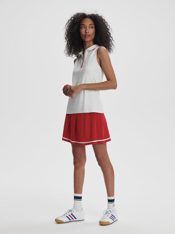 White/ Haute Red|Fritton Performance Tank in White with Haute Red accents, sleeveless athletic top for training and performance.