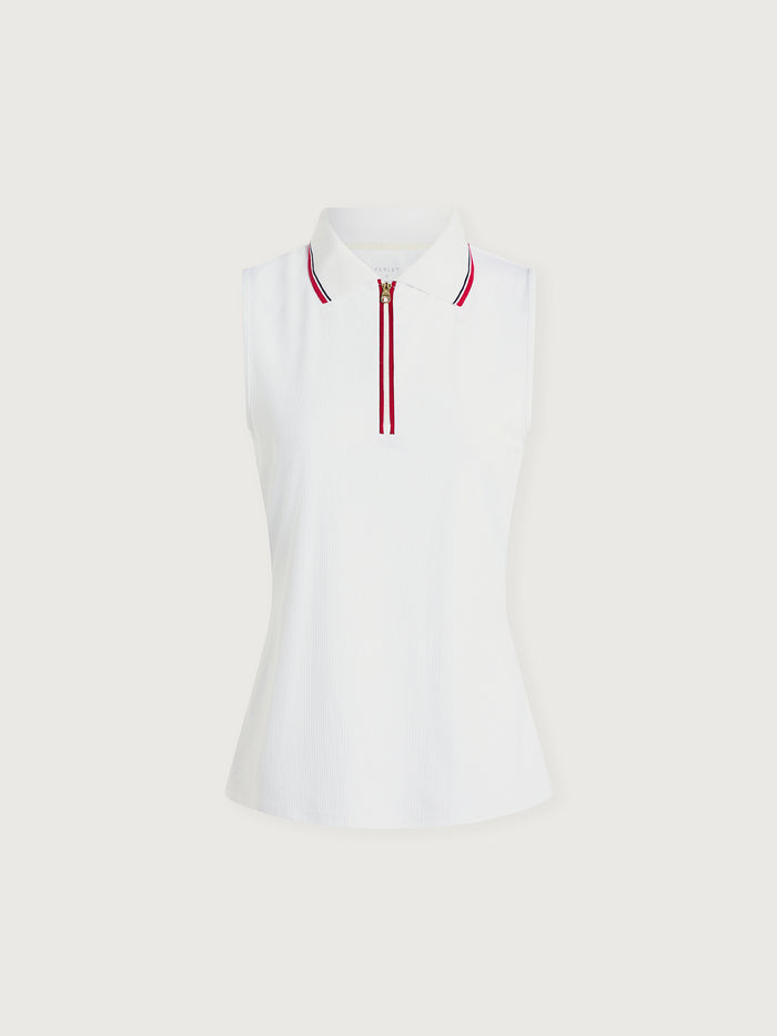 White/ Haute Red|Fritton Performance Tank in white with Haute Red accents, a sleeveless athletic top with a streamlined fit.