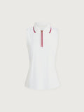 White/ Haute Red|Fritton Performance Tank in white with Haute Red accents, a sleeveless athletic top with a streamlined fit.