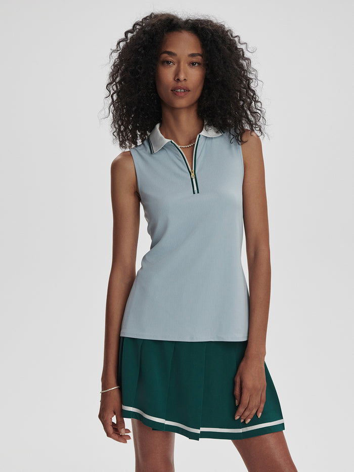 Celestial Blue|Fritton Performance Tank Celestial Blue, front-facing view of a sleeveless athletic top in lightweight performance fabric.