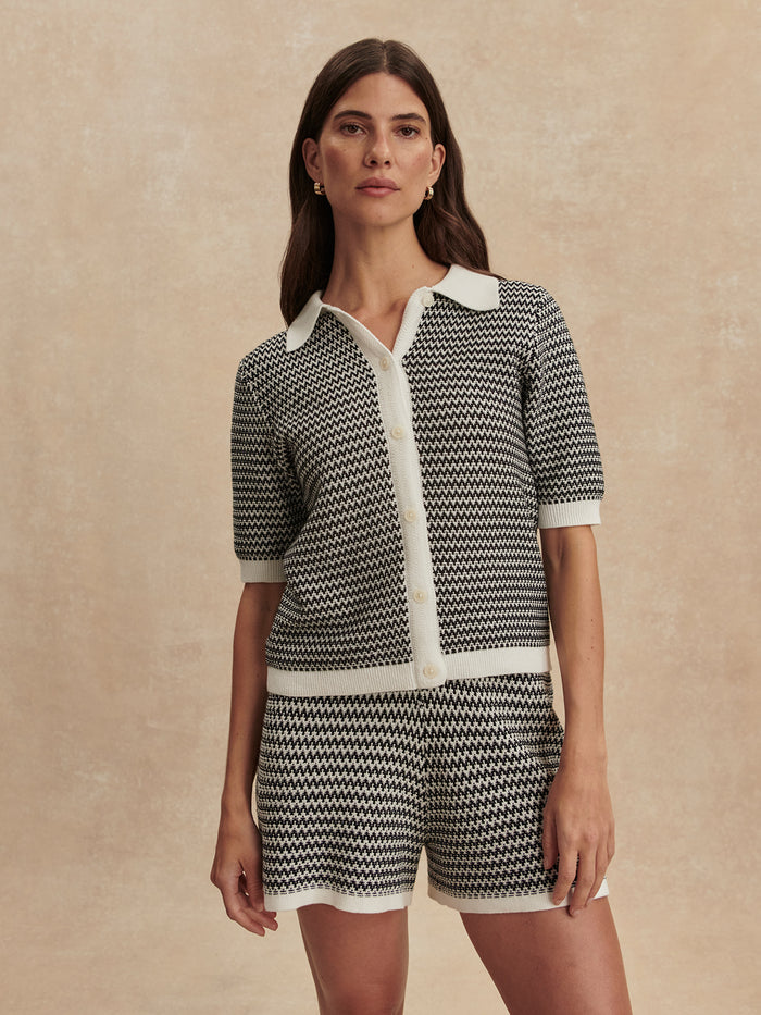 Gaelle Polo Knit Top