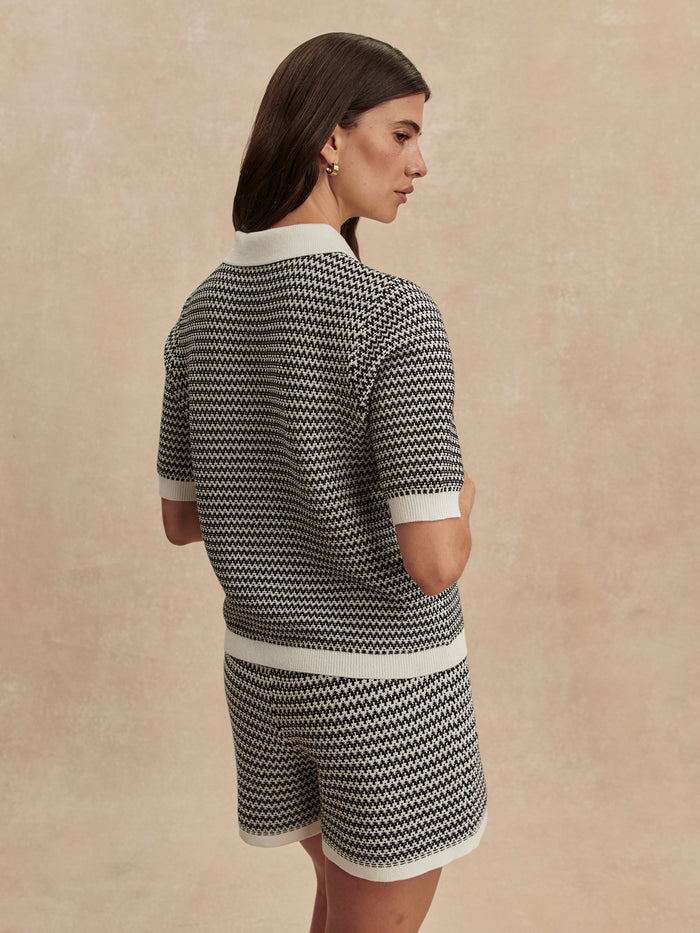 Gaelle Polo Knit Top